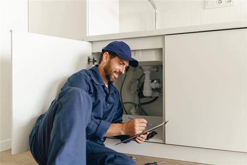 Residential plumber providing service in a Mountain View home